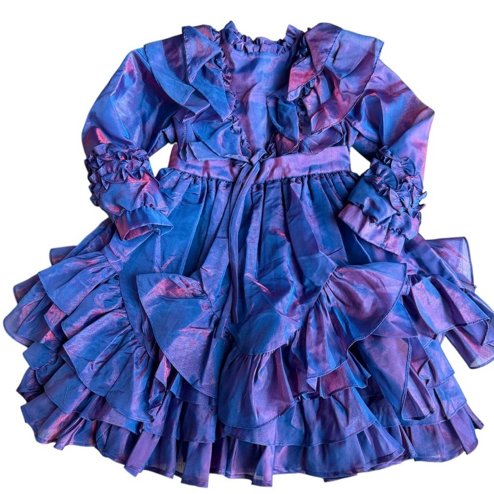 Martha’s Miniatures girls 6 vtg pageant tutu purple iridescent long sleeve dress